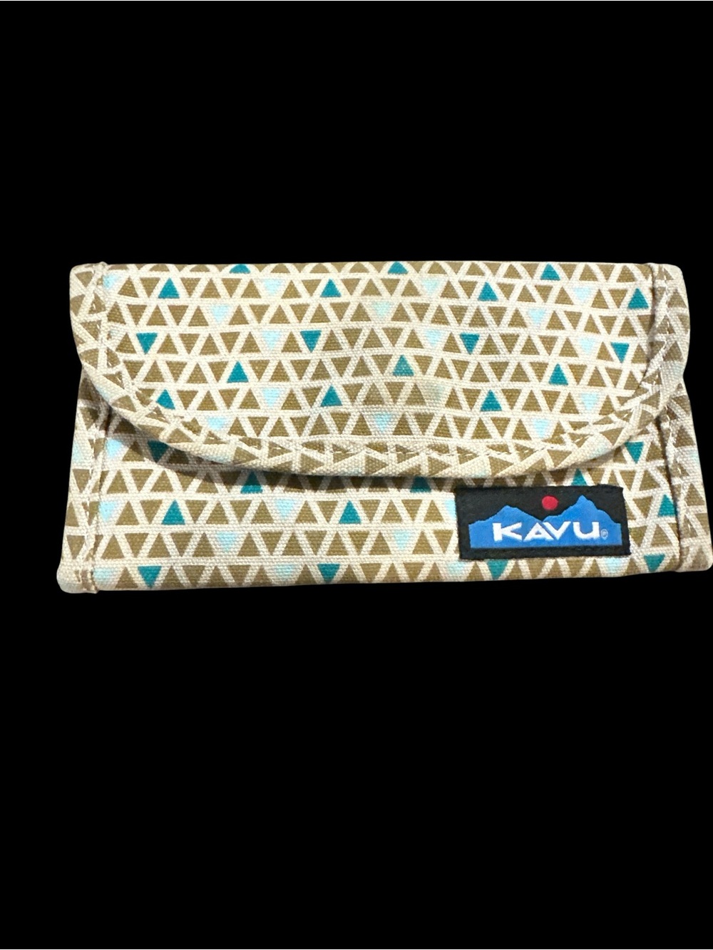 Kavu Beige & Teal Triangle Print Fold-Over Wallet